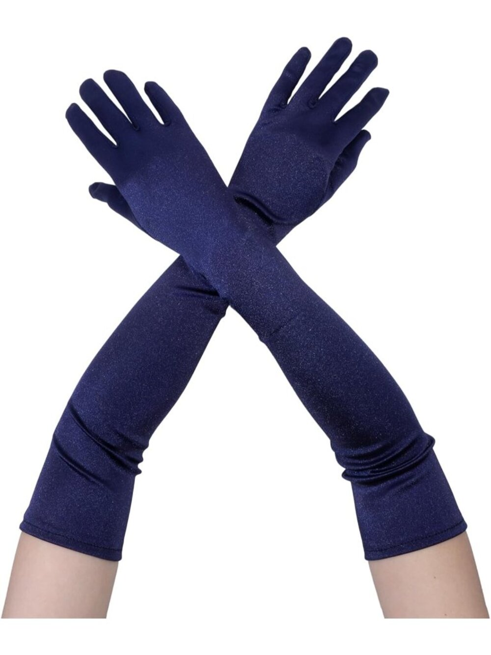 Women Navy Blue Elbow Length 1920s Costume Halloween Long Opera Satin Gloves